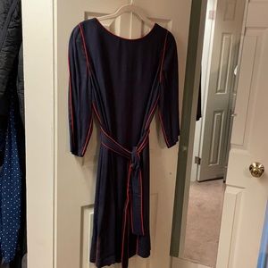 Boden navy blue dress with red accents